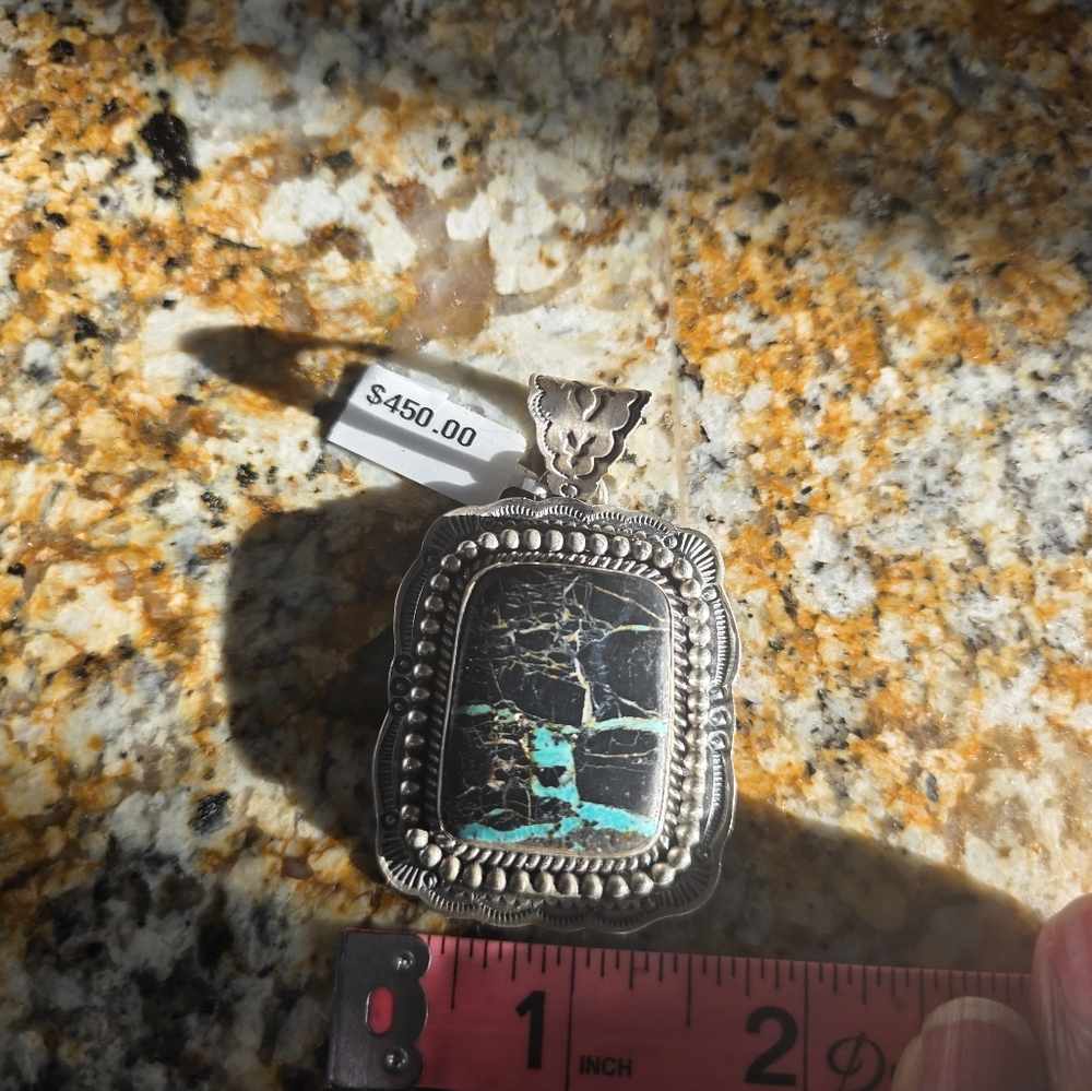 Native MADE BLACK JACK Turquoise PENDANT - Picture 16 of 16